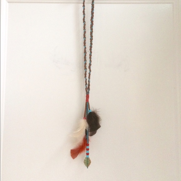 Suede & Feather Charm Necklace - Picture 3 of 4