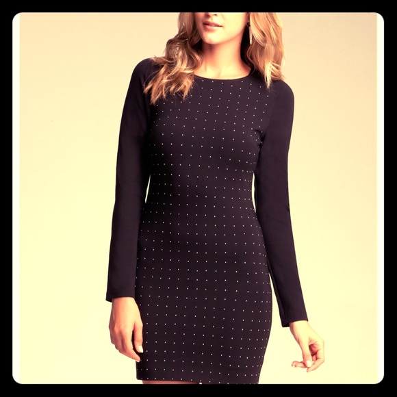 Black Bebe ponte studded dress