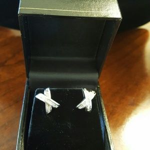 RESERVED FOR ANI 14k White Gold Diamond X Earrings