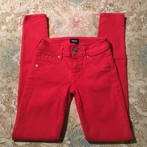 Hudson size 24 Collin Mid Rise Red Skinny jean.