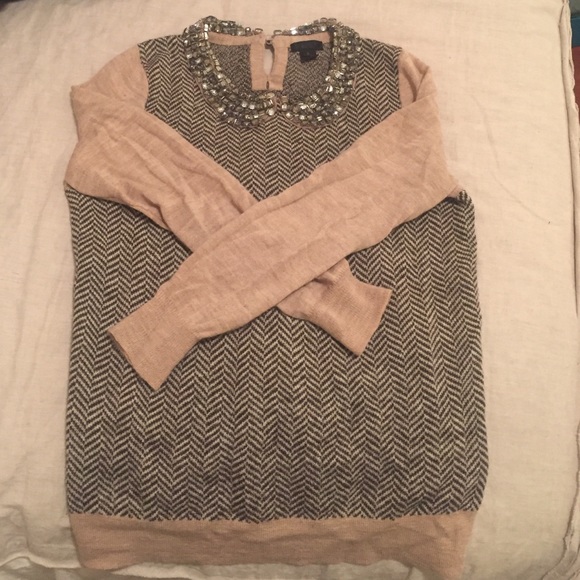 Wool J. Crew Sweater with gem stone collar