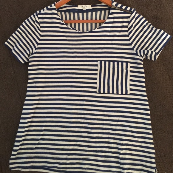 Madewell navy and white striped top