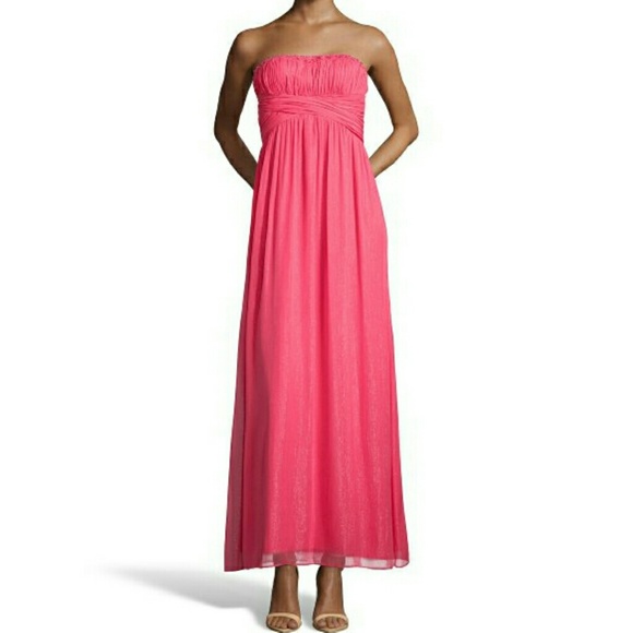 AIDAN MATTOX PINK CHIFFON STRAPLESS FORMAL DRESS