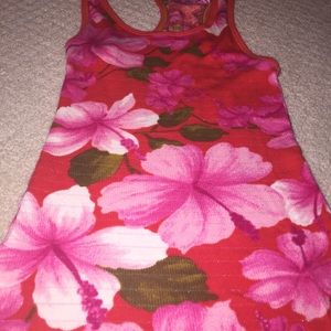 Free People M red floral Hawaiian Islands tank