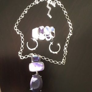 CHICO'S  4 PIECE JEWELRY SET PURPLE AND SILVER