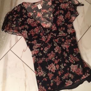 Black/pink floral top