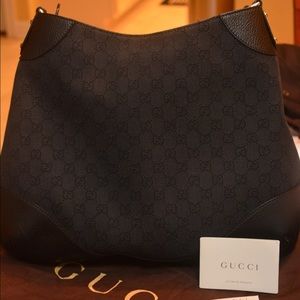 Gucci canvas black hobo shoulder bag