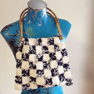 Floral wood handled Purse