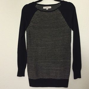 LOFT Black and Gold Shimmer Sweater