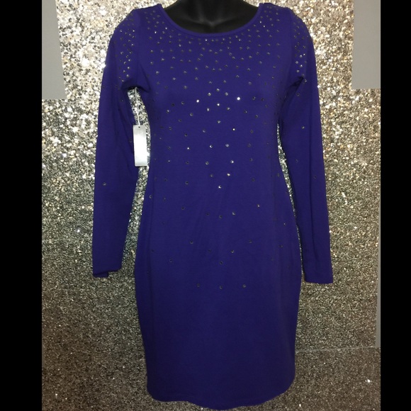 Purple   Dress covered with big rhinestones