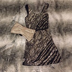 Silver-gold-black sequin express dress