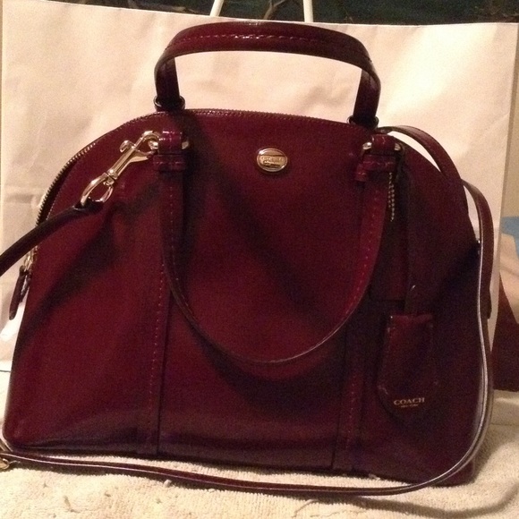 Cora Coach patent leather domed bag