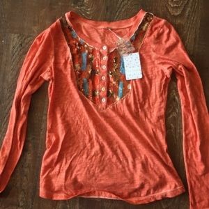 Free People Orange Sequin Top NWT