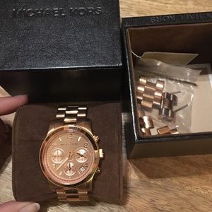 Michael Kors rose gold watch & all links