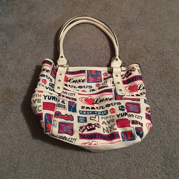 White Bag With Girly Things Printed On It - Picture 1 of 1