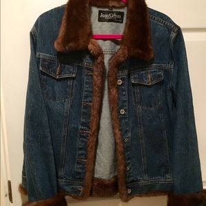 Jean Crisan Jean Jacket with Mink Trim. XL