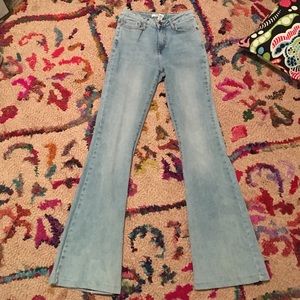 Bell bottom blue jeans