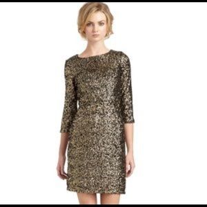 Gold/black sequin 3/4 sleeve dress