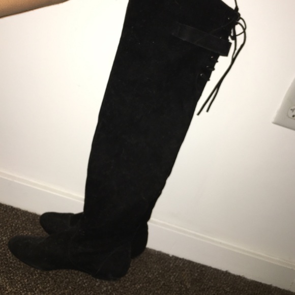 Thigh High Black Flat Boots