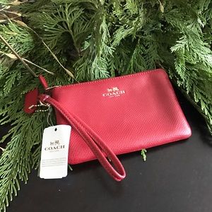 •NWT• Coach Red Leather Wristlet