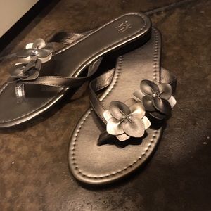 Silver Flip Flops, Size 7