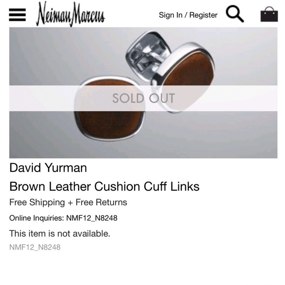 David Yurman Sterling & Leather Cushion Cufflinks - Picture 4 of 5