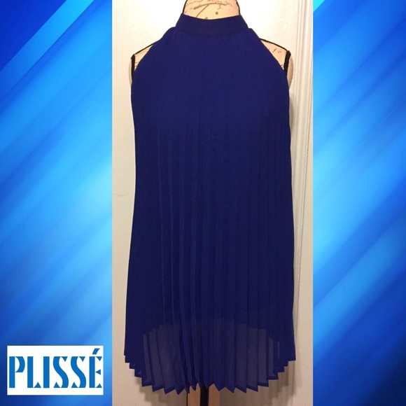 PLISSÉ Classy Royal Blue Knife Pleats Tie Back Top