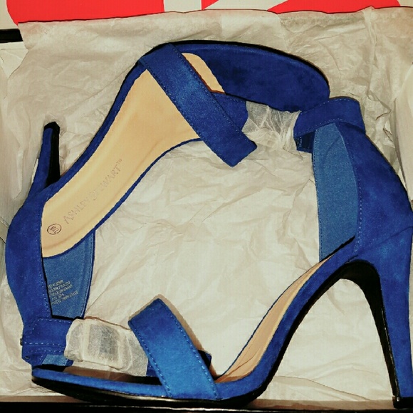 Blue Suade Ankle Strap Heels
