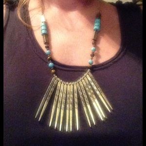 Lucky Brand gold/turquoise statement necklace
