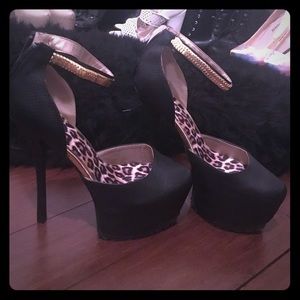 Black ankle strap pumps