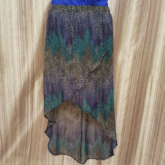 💣FEATHER PATTERN HIGH-LOW SKIRT