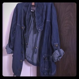 Drawstring Denim Jacket