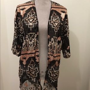 Geo print sequins kimono