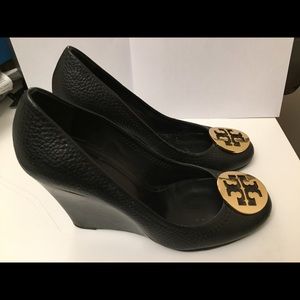 Tory Burch Sally Wedge Platform Heels Black Size 7