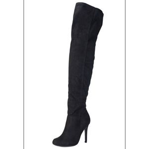 Faux suede black over the knee boots