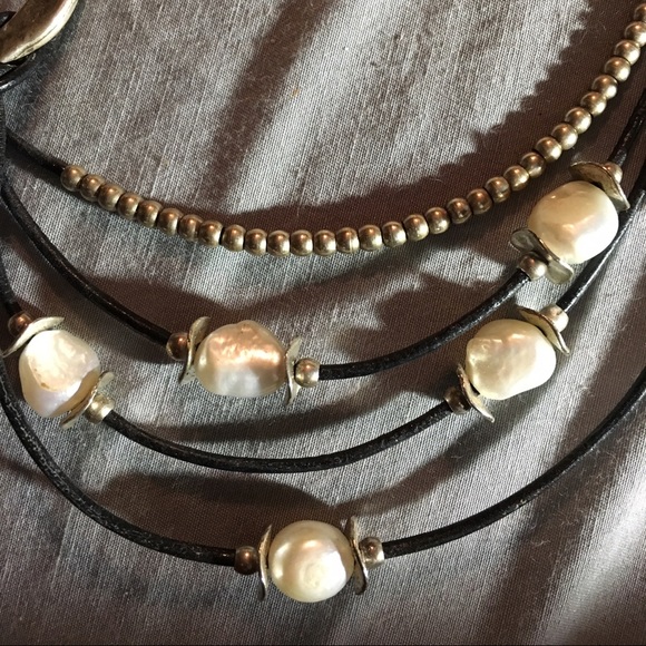 Handmade πHOST PICKπLeather/Pearl/Silver neck - Picture 2 of 4