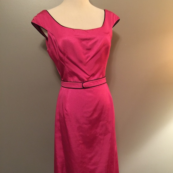 Fuschia hot pink cap sleeve mod shift dress 6