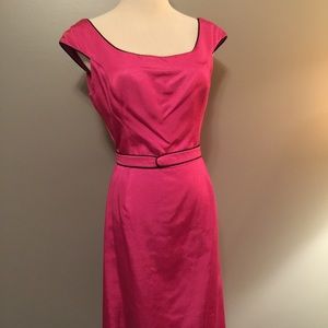 Fuschia hot pink cap sleeve mod shift dress 6
