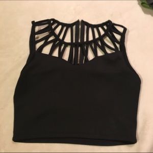 Black Caged Crop Top