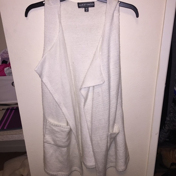 Long white sweater vest