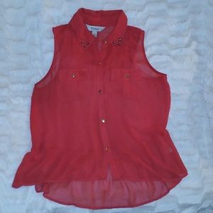 Red see through summer blouse