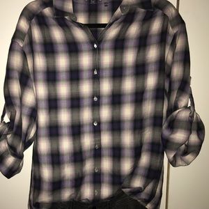 Plaid Vince button front tunic/top
