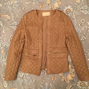 Girls Quilted Faux Leather Jacket