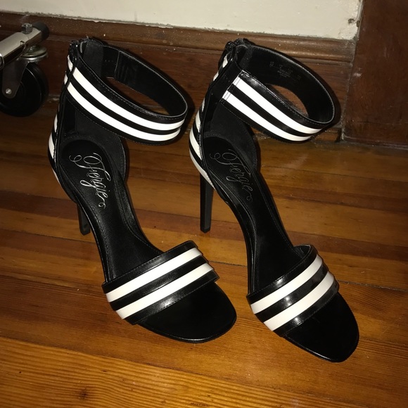 Never worn black and white Fergie stilettos