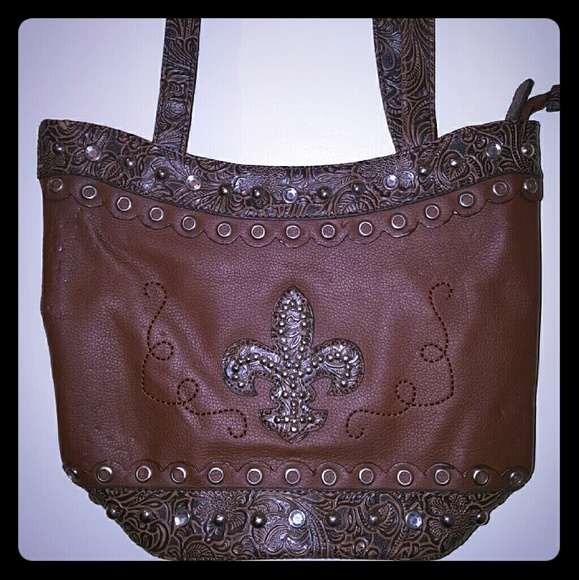 fleur de lis faux leather purse