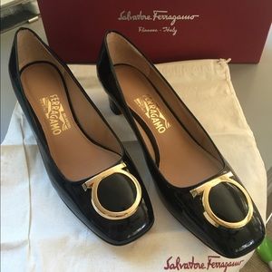 Salvatore Ferragamo Nero Calf Taissa 8.5 Black LKN