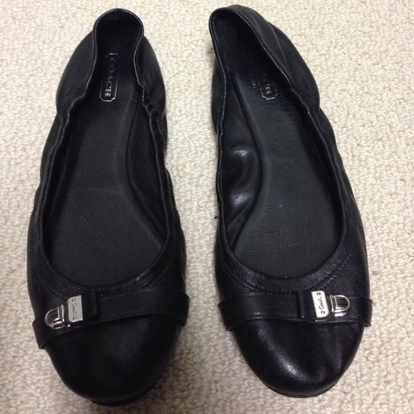 Coach Black Leather Ballet Flats, Sz 9.5