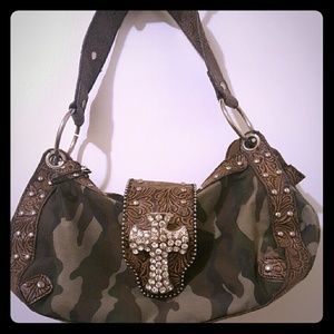 Camo Cross Faux Leather Purse