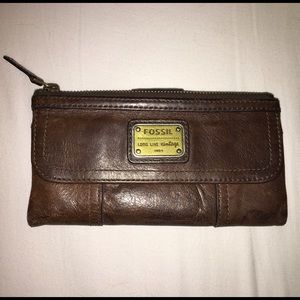 Authentic Fossil dark brown wallet