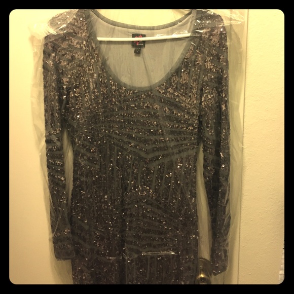 Silver sequin dress